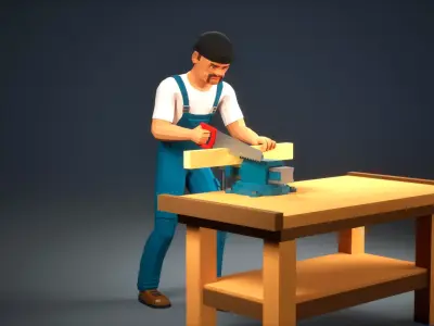 Handyman Modular low-poly stylized Low-poly 3D model