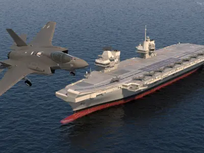 HMS Queen Elizabeth with F35 planes 3D model