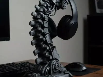 Bionic Spine Headphone Stand Sci-Fi Desk Organizer 3D print model