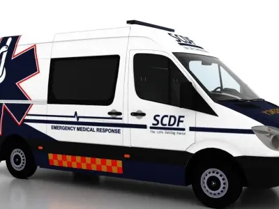 Mercedes Benz Sprinter L2H2 2009 Singapore Ambulance 2 3D model