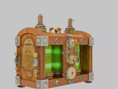 Steampunk Style Mechanical Texture Low-poly 3D model