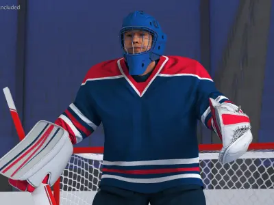  Goalie and Hockey Goal 