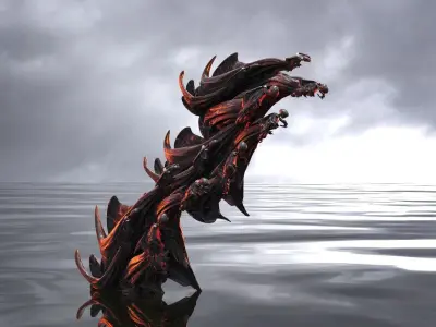Scull Ghosts Sculptures floating  3D model