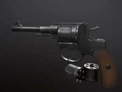 Nagant M1895 Revolver Low-poly 3D model purchase
