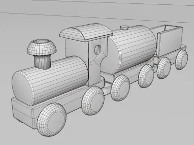 little child wood train toy  Low-poly 3D model