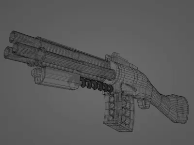 Triple shotgun Free low-poly 3D model