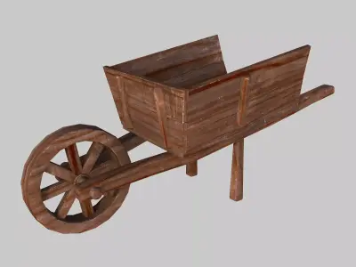 Wooden cart 01 Low-poly 3D model