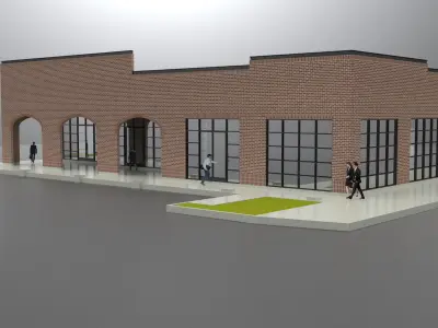 Commercial building contemporary industrial modern style 3D model