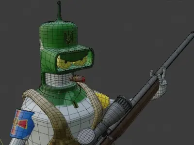 Bender Help for Ukraine low poly character model Futurama Low-poly 3D model