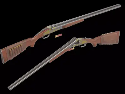Winchester Model 21 shotgun Low-poly 3D model