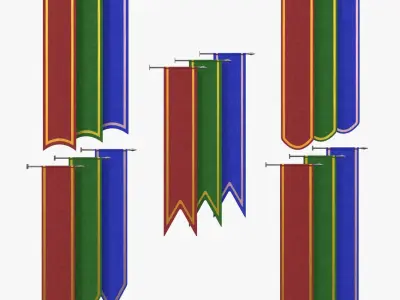 Wall Pole Banners 3D model