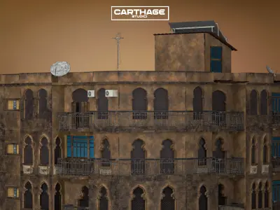 Arabic Neoclassical Residential and Retail Heritage Building Low-poly 3D model