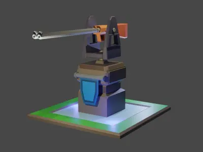Shotgun Base Defend for mobile game Low-poly 3D model