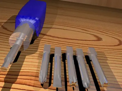 Screwdriver pen on wooden table Free 3D model