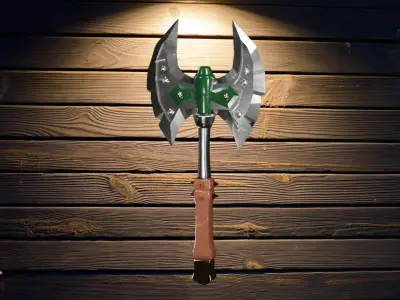 Double sided battle axe Low-poly 3D model