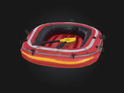 Inflatable Boat with Oars  Lightweight and Ready for Adventure 3D model