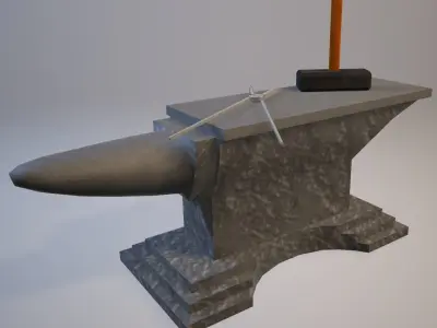 Anvil set with hammer Free low-poly 3D model