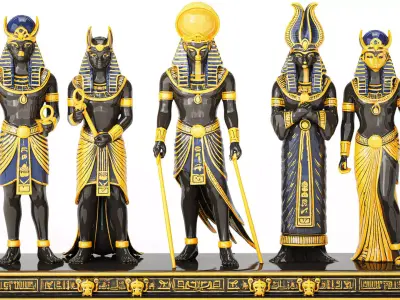 Figurine Egyptian gods ceramic porcelain decor new 3D model