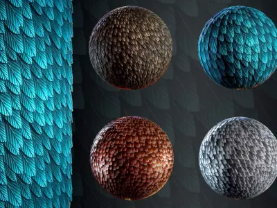 Feathers Stylized - VOL 01 - SBsar - Maps 3D model