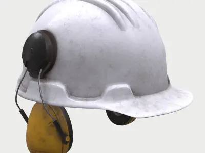 Safety Ear Muffs Hanging Helmet Low Poly Low-poly 3D model