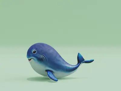 Baby Whale Cute Low-poly 3D model