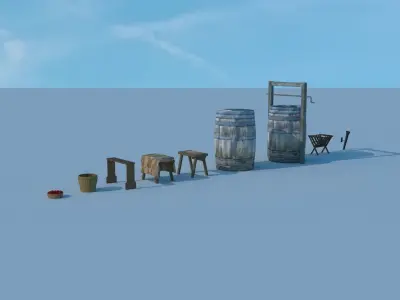 Medieval street assets pack Free 3D model