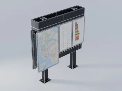 Subway Info Kiosk 4K Low-poly 3D model