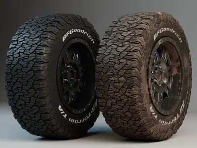 Off Road Tire with Dirt Textures 3D model