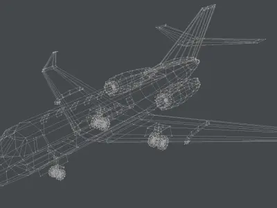 Learjet private jet Low-poly 3D model