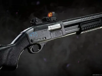 Remington 870 Pump-Action Shotgun Low-poly 3D model