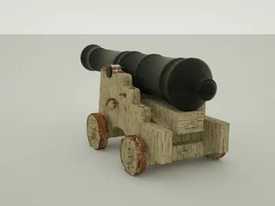 4ib Naval Long Gun Low-poly 3D model