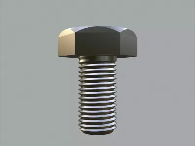 Sand Blasted Hex M3 Bolt Detailed 3D Model 3D model