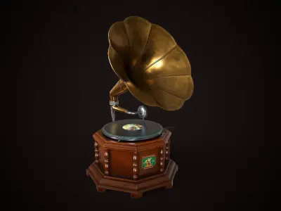 Vintage gramophone Low-poly 3D model