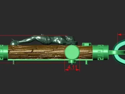 WOODEN CROSS WITH END CAPS AND CRUCIFIX 3D print model