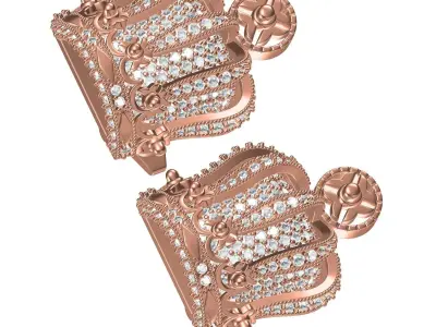 The King Crown Diamond Cufflink 3D print model