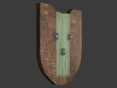 Wooden Shield Low-poly 3D model 19