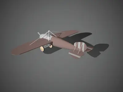 Airplane cartoon - 07 Low-poly 3D model