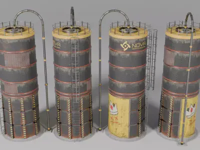 Big Silo Storage Game Ready Low-poly 3D model