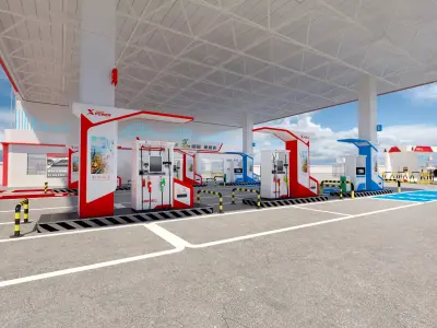 gas station Low-poly 3D model 13