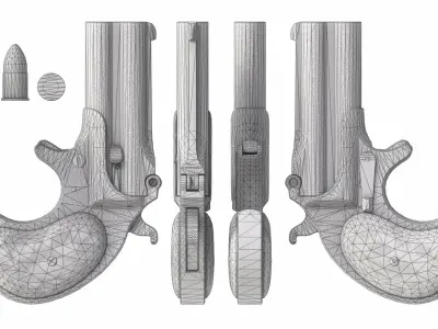 PBR Remington Derringer Low-poly 3D model