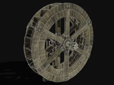 WATERMILL WHEEL FARM MILL CONSTRUCTION NEXT GEN COLLECTION Low-poly 3D model