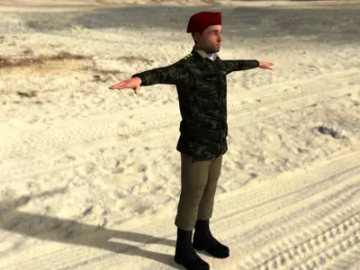 Army commandor Low-poly 3D model