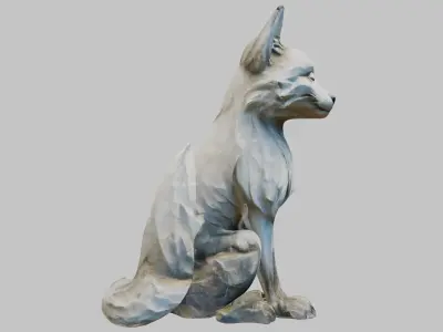 Stylized Stone Fox Low-poly 3D model
