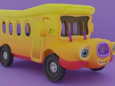 Cartoon  Bus 2 Low-poly 3D model