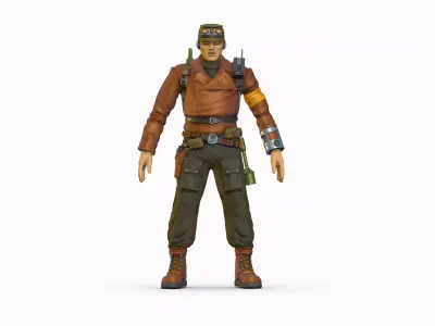 High Poly Man Leather Jacket Military Outfit Low-poly 3D model purchase