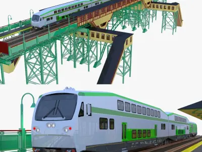 BiLevel train stations bundle 3D Model Pack