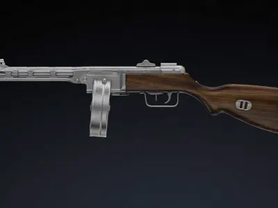 PPSh-41 Low Poly wooden gun Low-poly 3D model