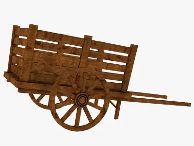 Old-School Wooden Cart Low-poly 3D model