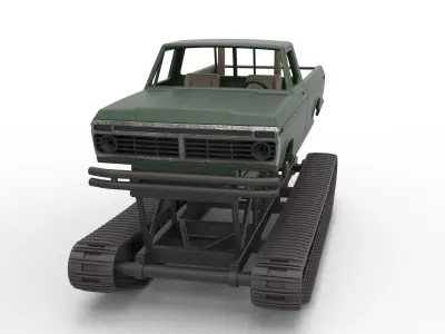 Redneck Rave Mud truck on tracks Scale 1 to 25 3D print model