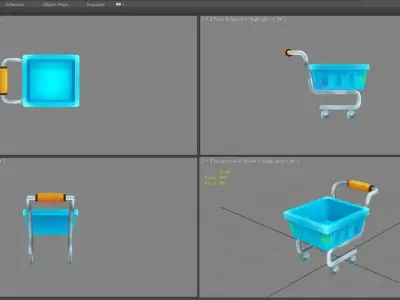 Cartoon dirty shopping cart Low-poly 3D model